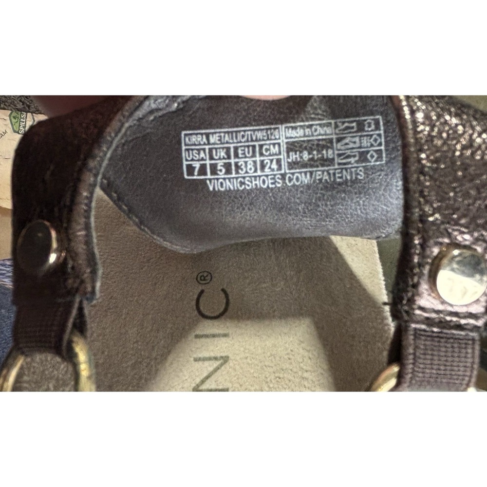 Vionic Kirra II Sandal Bronze Metallic Leather Thong Strap-Back Womens SZ 7 - Picture 5 of 5